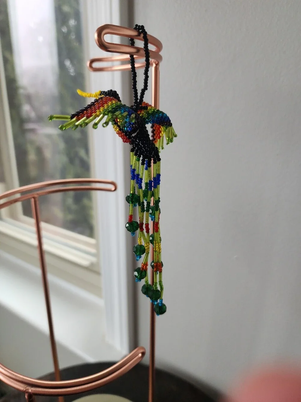 Huichol Beaded Hummingbird Key Chain Mexican Folk Art Bird 6” Sun Catcher A40